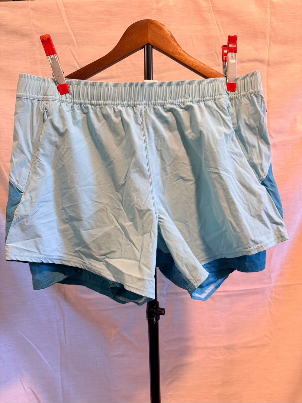 Fair Harbor Women's Dual-Layer Light Blue Athletic Shorts